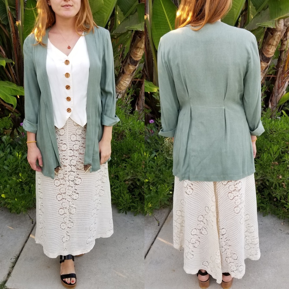 Vintage 80s 》2 in 1 Cardigan Vest w/beaded tassels
